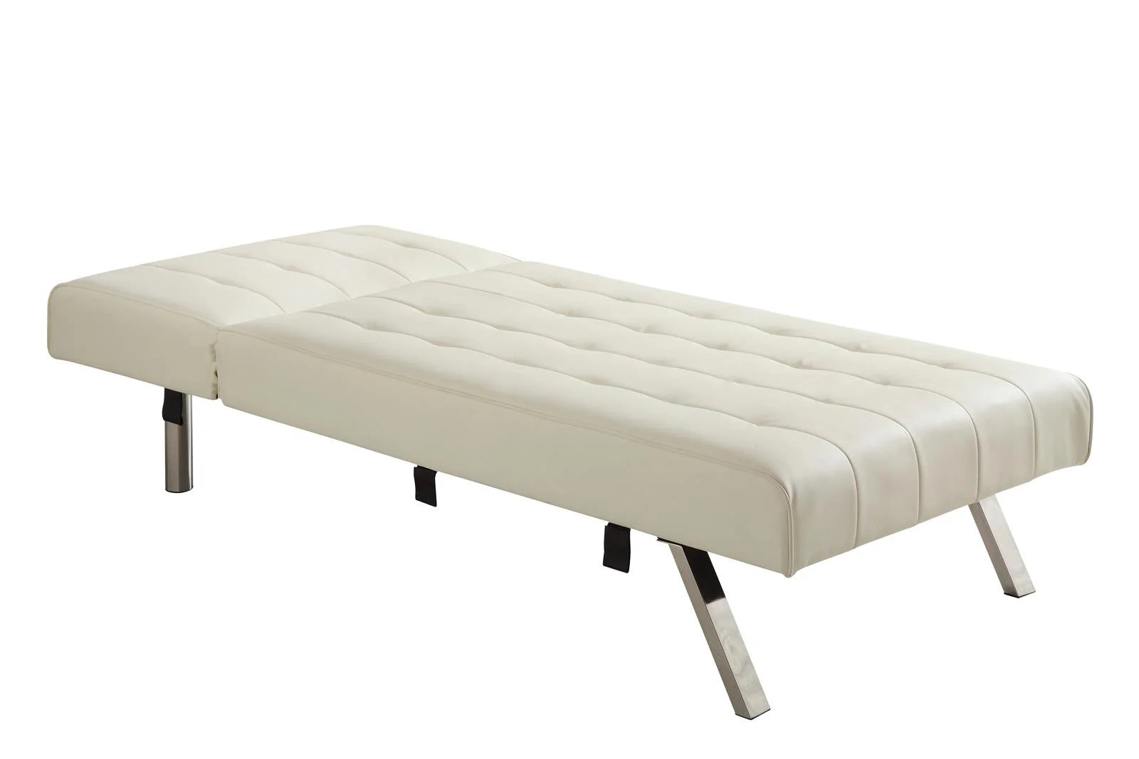 DHP Emily Sectional Futon Sofa Bed with Convertible Chaise, Vanilla Faux Leather R97216