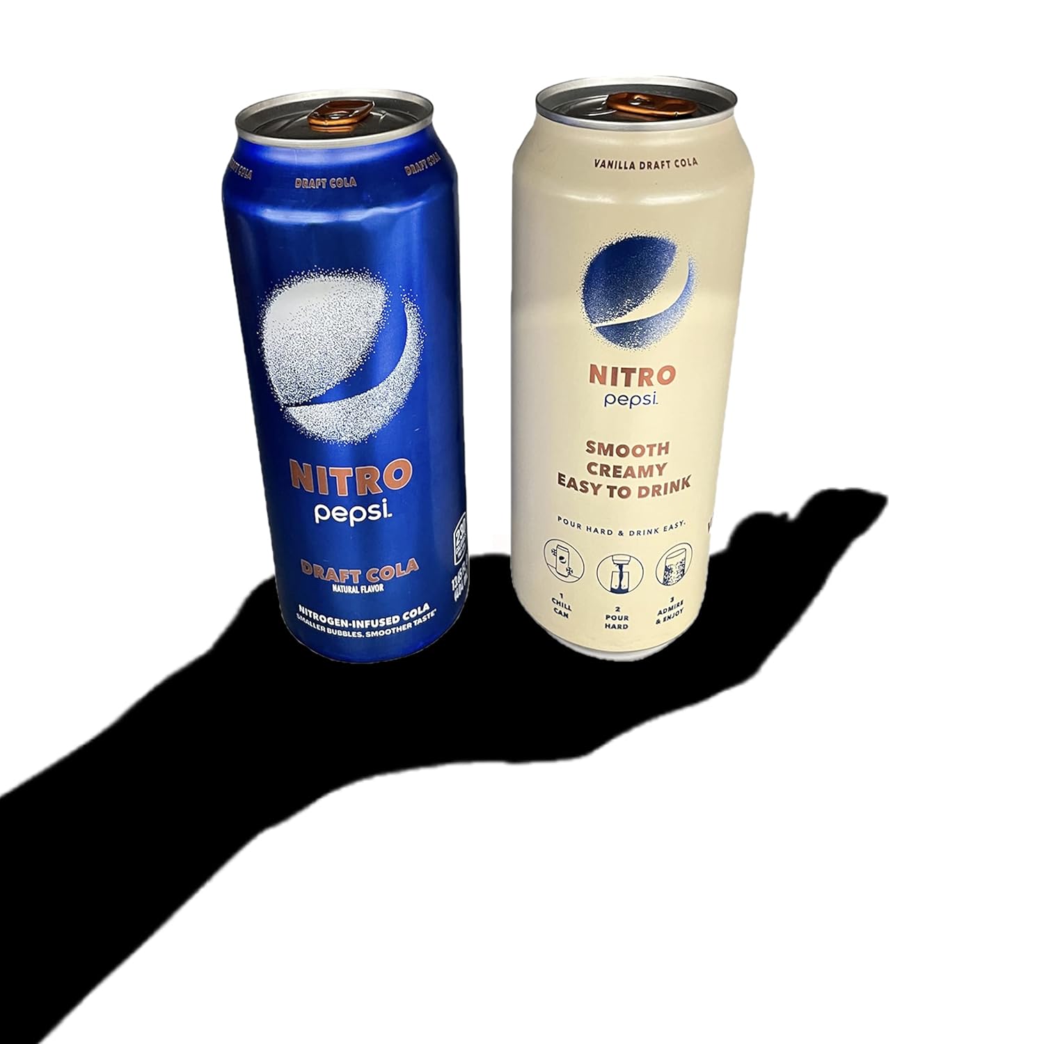Pepsi Nitro Draft Cola & Vanilla Draft Cola Variety Pack, 13.65oz Cans (4 Pack) with Munchie Box Coaster H12503