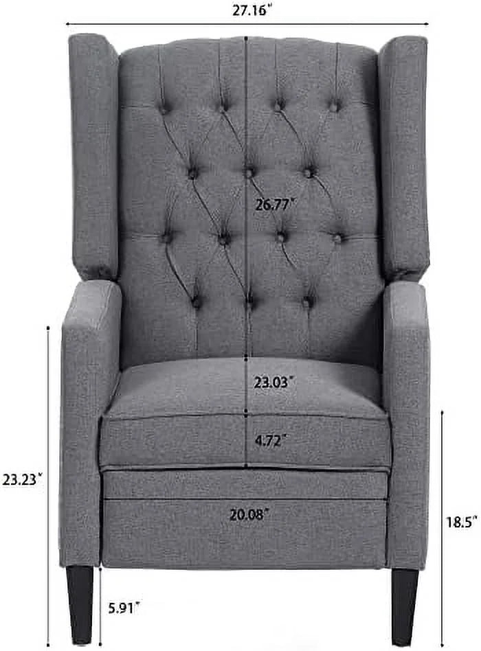 NLIBOOMLife Wingback Recliner Chair Breathable Fabric Push Back Recliner for Living Room Beige H588