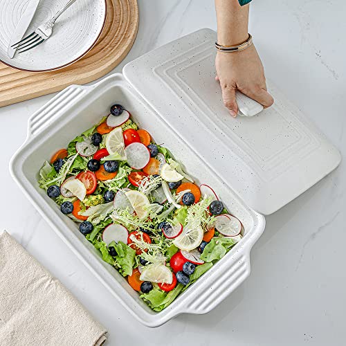 HVH Ceramic Casserole Dish with Lid, 9x13, 3.5 Quart, White Z70309