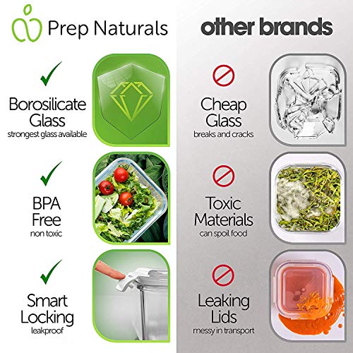 PrepNaturals 13 Pack Glass Meal Prep Containers with Lids J913804