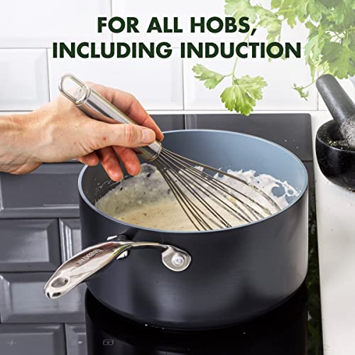 GreenPan Valencia Pro Hard Anodized Ceramic Nonstick Saucepan Pot Set with Lids, Gray L364200
