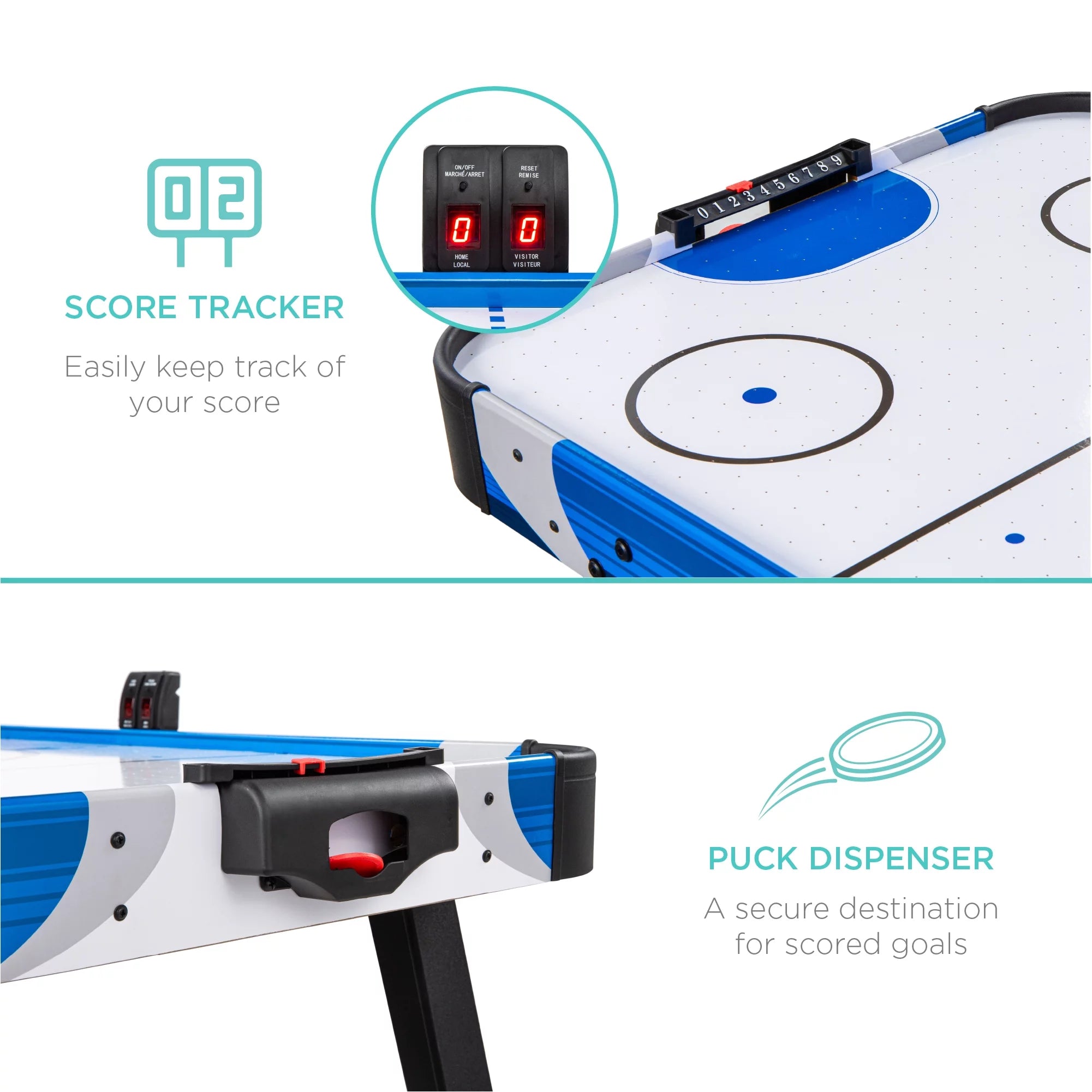 Best Choice Products 58in Mid-Size Air Hockey Table with LED Score Board U85051