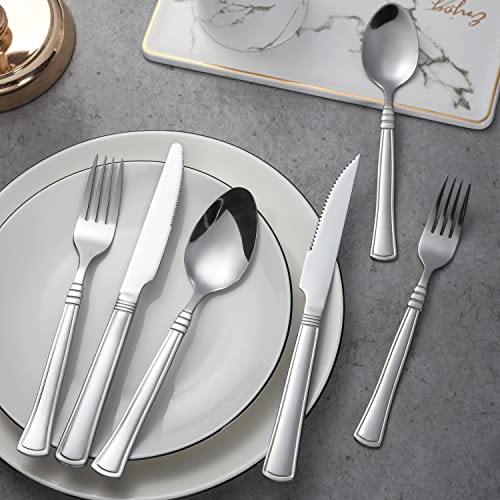 24-Piece Stainless Steel Silverware Set with Steak Knives, Service for 4 X313266