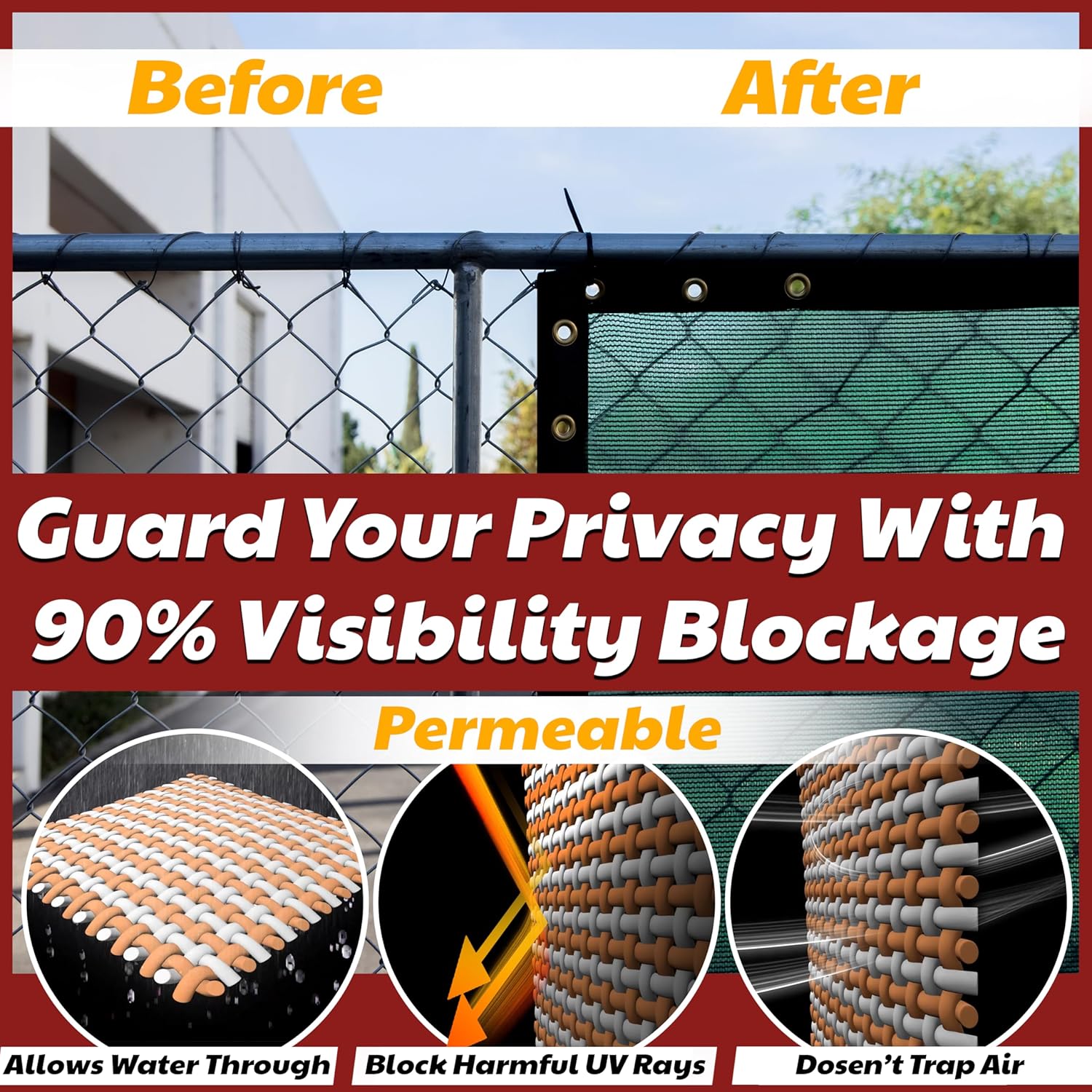 Green Fence Privacy Screen 6x50 ft Heavy Duty Windscreen a7