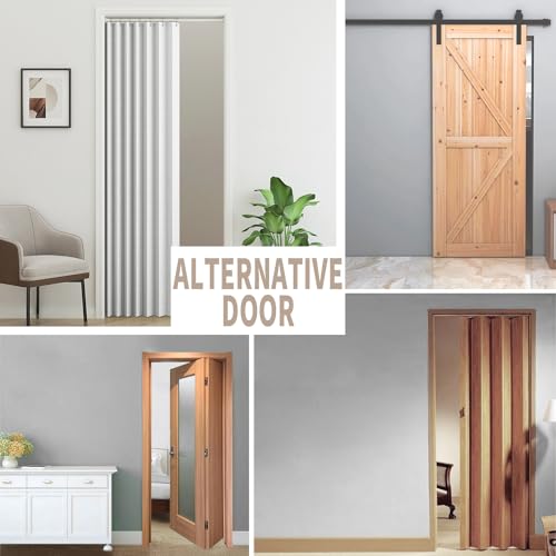 Accordion Style Door Curtain for Doorways, 1 Panel with Tieback, Beige, 52x78 C598