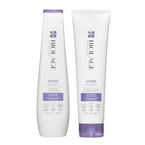 Biolage Hydra Source Shampoo & Conditioning Balm Set | Hair Repair | Hydrates & Moisturizes Hair | For Dry, Damaged Hair | Paraben & Silicone-Free | Vegan