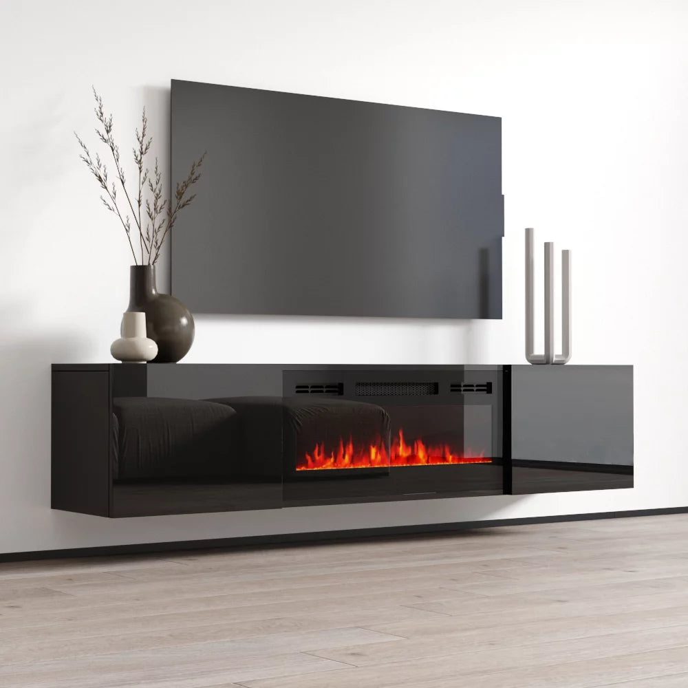 Cali BL-EF Floating Fireplace TV Stand for TVs up to 80", 72" Entertainment Center P21935