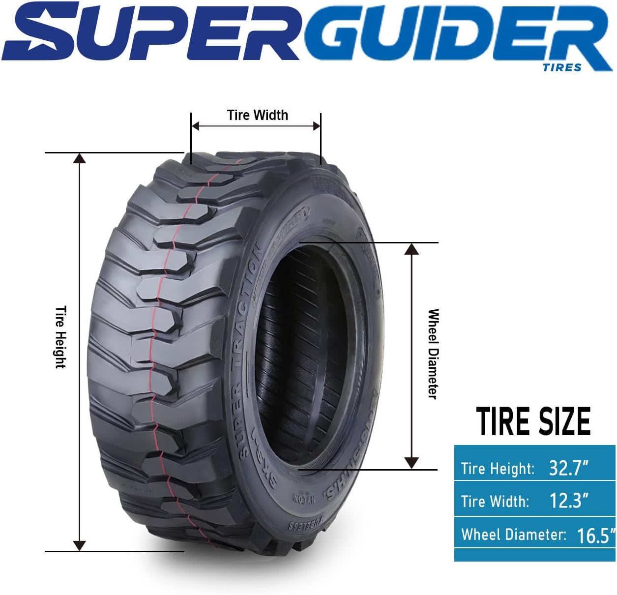 Heavy Duty 12-16.5 12 Ply Skid Steer Tire with Rim Guard Y9649