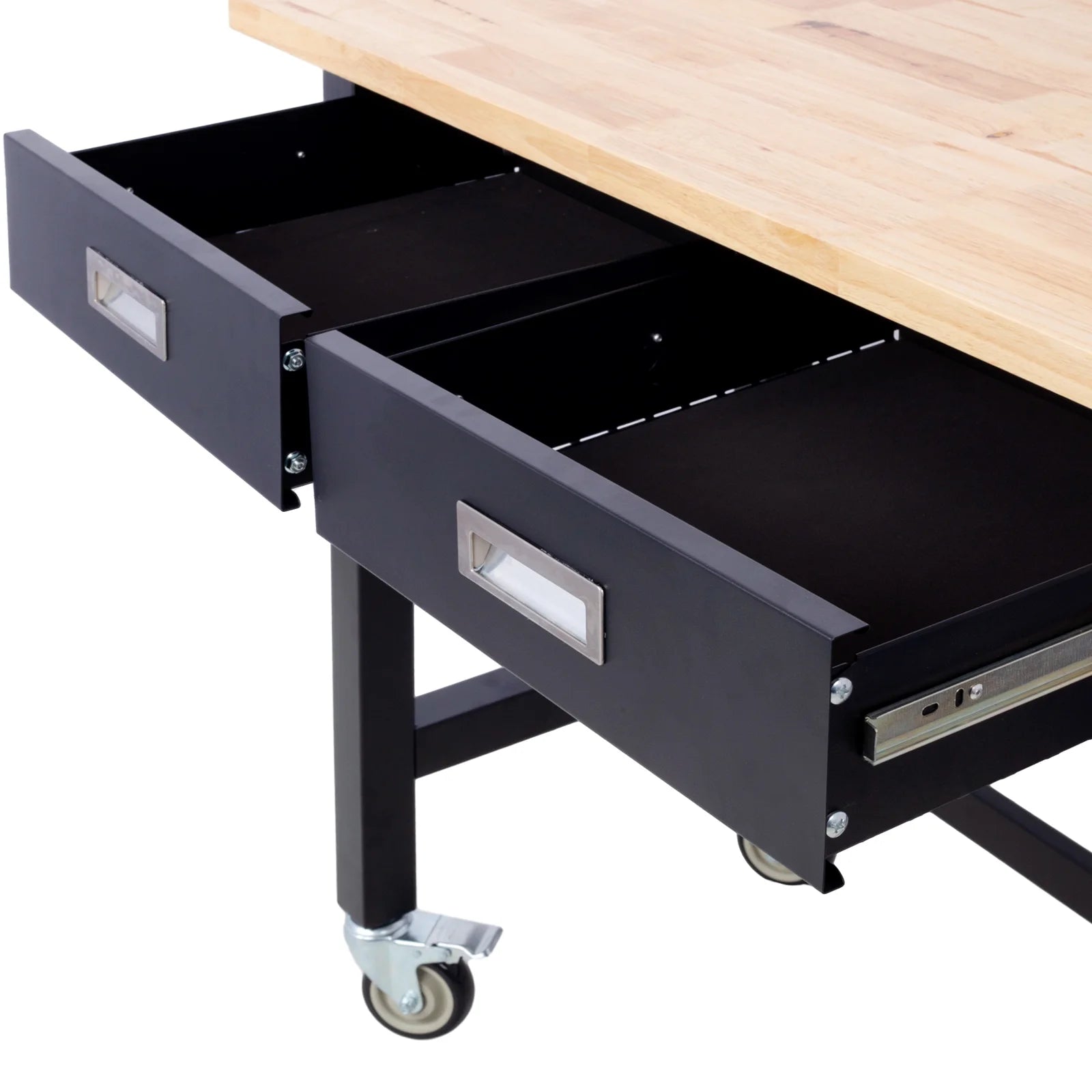 48in Adjustable Bamboo Workbench with Drawer and Wheels S221