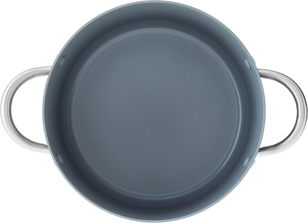 GreenPan Lima Hard Anodized Ceramic Nonstick 8QT Stock Pot with Lid, Gray C783083
