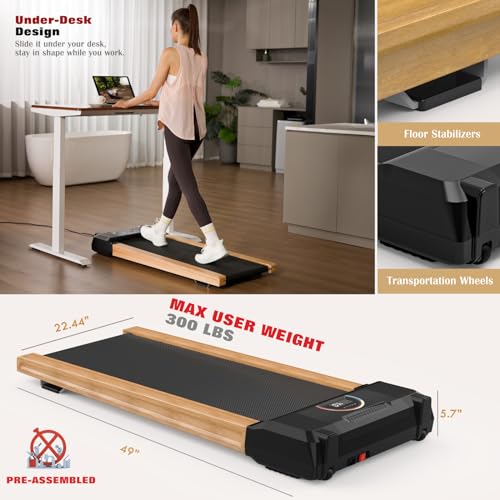 Walking Pad Under Desk Treadmill with Speaker Wood Home Use7k