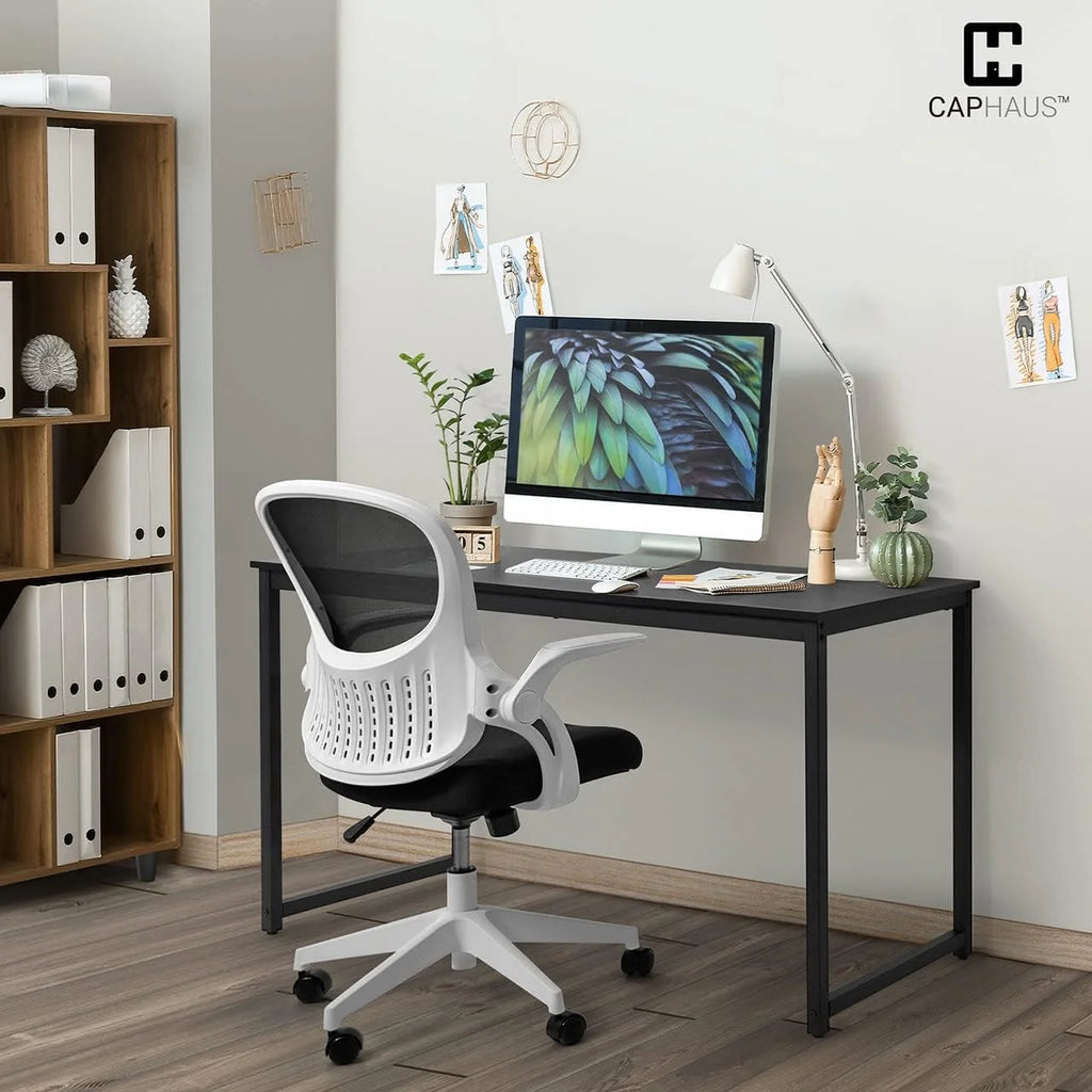 55 Inch Computer Desk for Home Office, Modern Writing Desk, Black Y8340