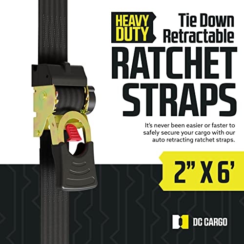 DC Cargo Retractable Ratchet Straps 2 Pack 1 inch x 10 feet Heavy Duty Tie Down N46592