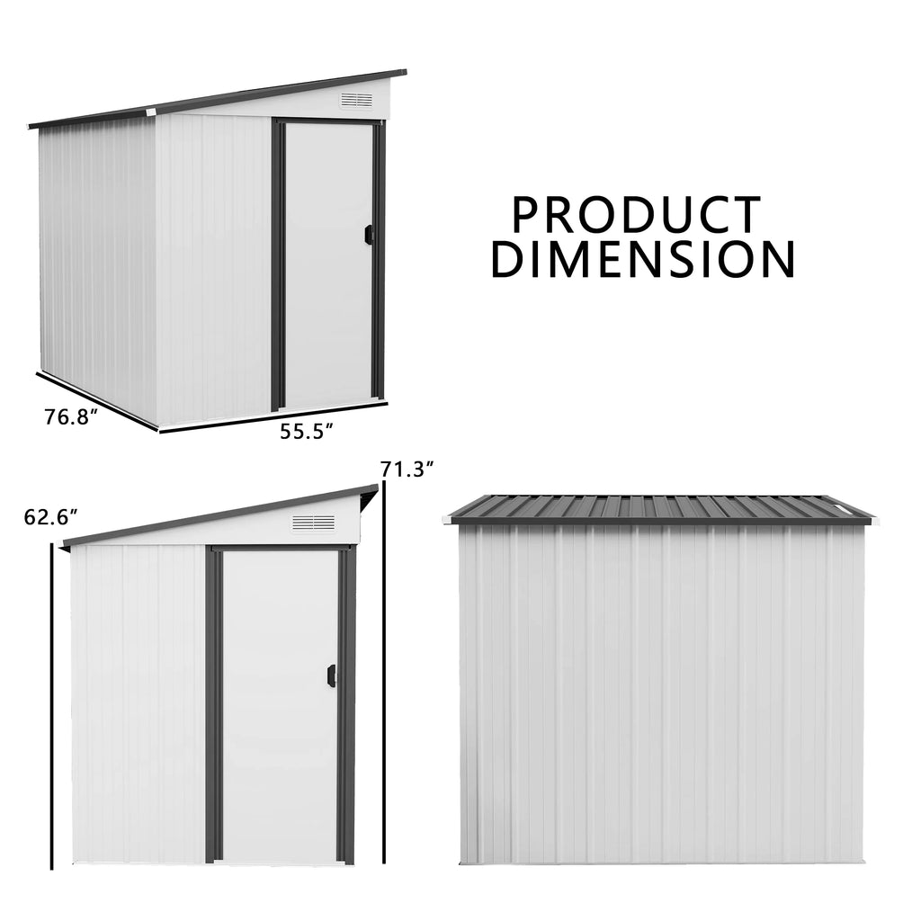 Outdoor Lean-to Metal Storage Shed 5x7ft with Pent Roof U475398