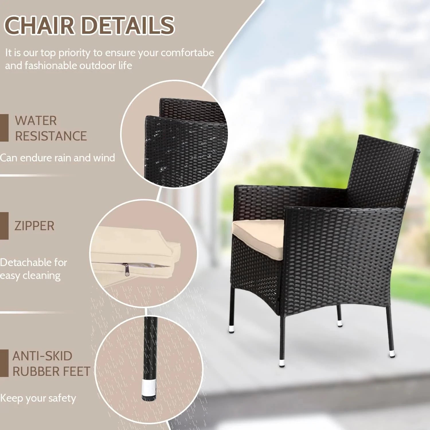 Outdoor Rattan Patio Furniture Set 4 Pieces Wicker Sofa F738