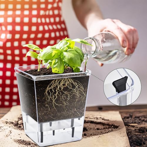 Self Watering Pots for Indoor Plants, 3 Pack with Reservoir a7