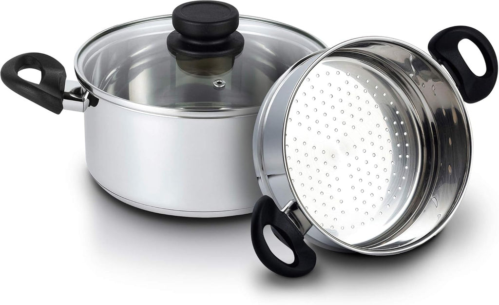 Nevlers Stainless Steel 3 Quart Steamer Pot with 2 Quart Insert and Vented Lid C57616