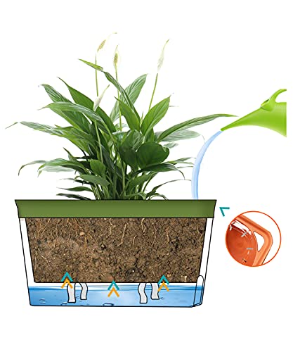 Self Watering Planter Pots Window Box for Indoor Plants Green 7k
