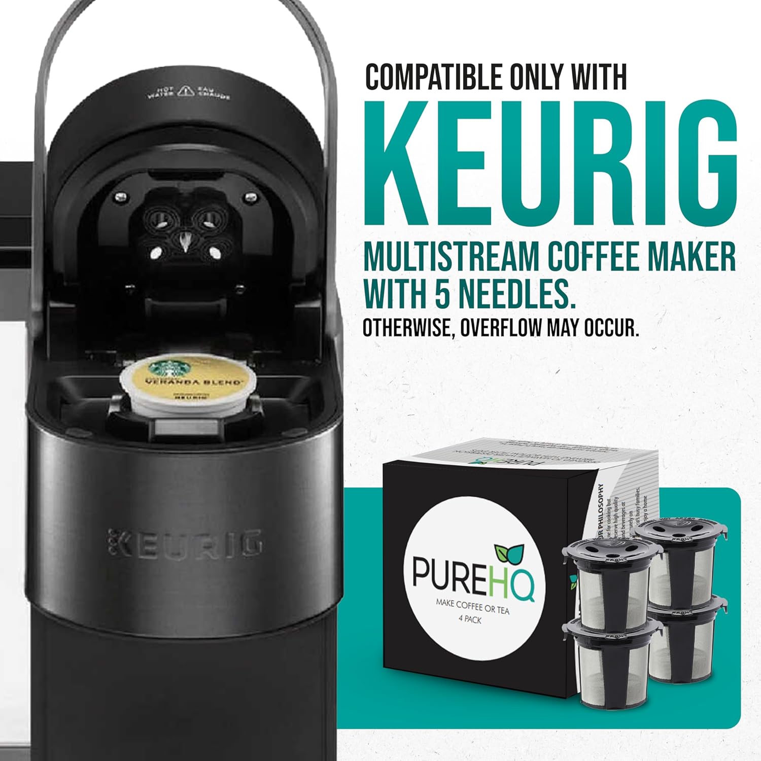 Reusable K Cups for Keurig Supreme, K Supreme Plus and K Slim by PureHQ, 4 Pack N93681