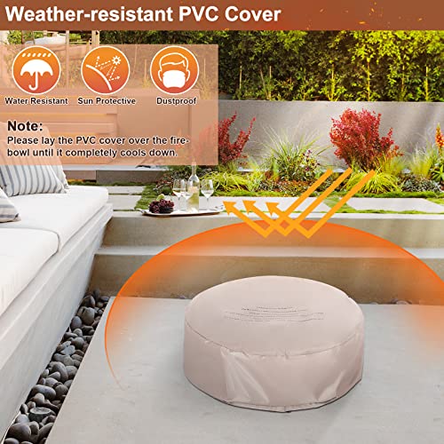 28 Inch Propane Fire Pit Table with Lava Rocks and Cover k7m