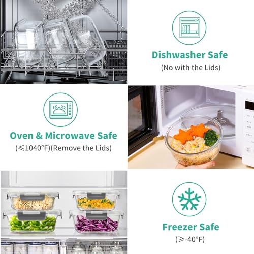 34pcs Glass Food Storage Containers with Lids, Airtight Meal Prep Set, BPA-Free N777590