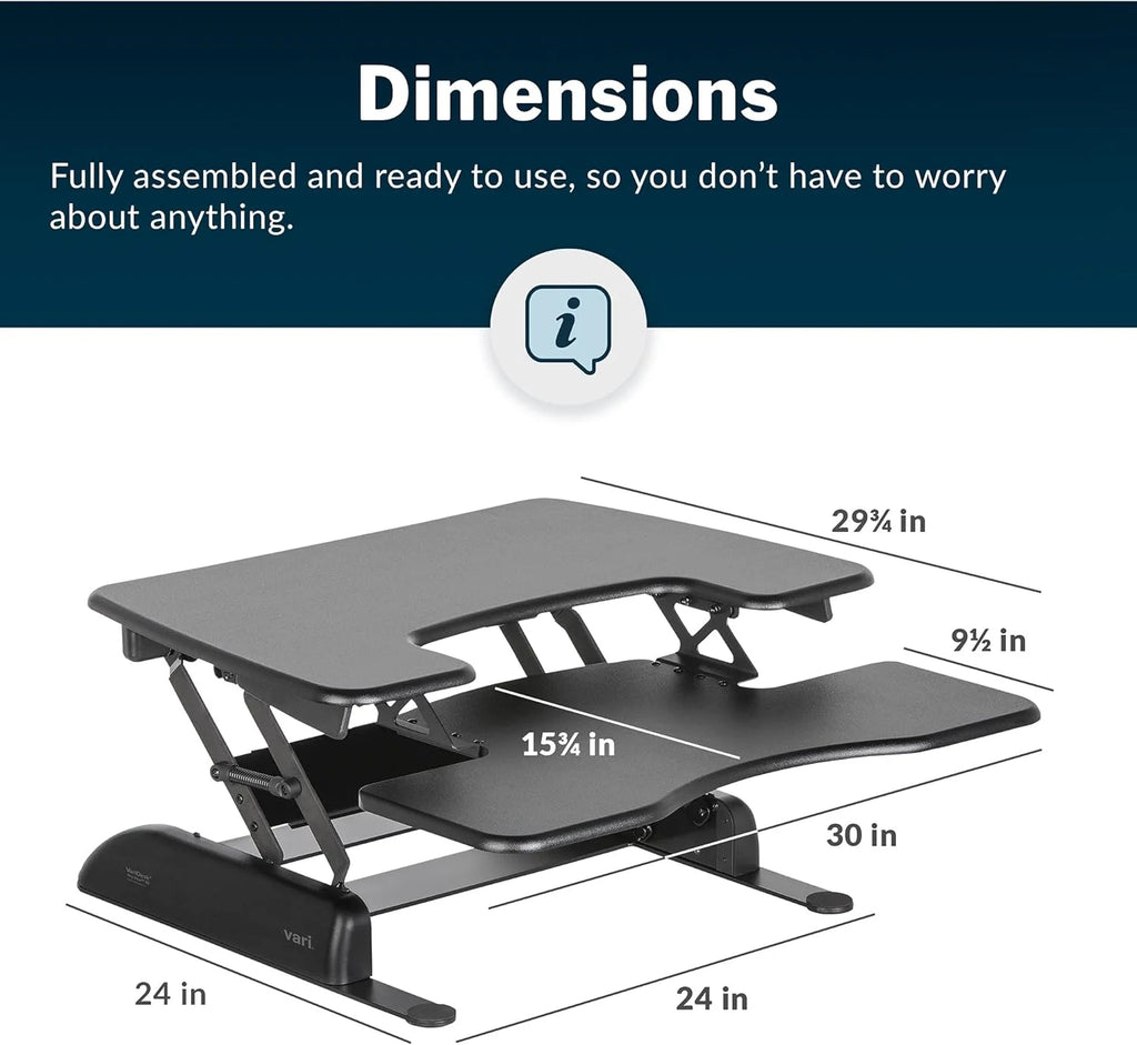 Vari 30" VariDesk ProPlus Two-Tier Standing Desk Converter, Black Q534015