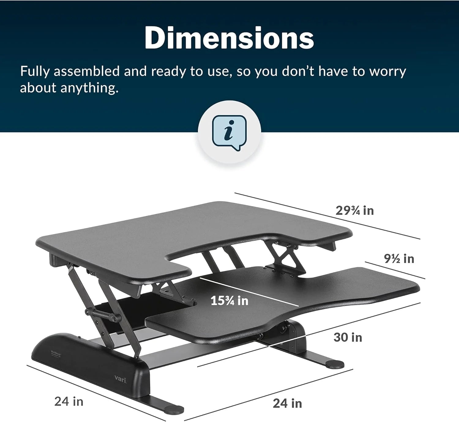 Vari 30" VariDesk ProPlus Two-Tier Standing Desk Converter, Black Q534015