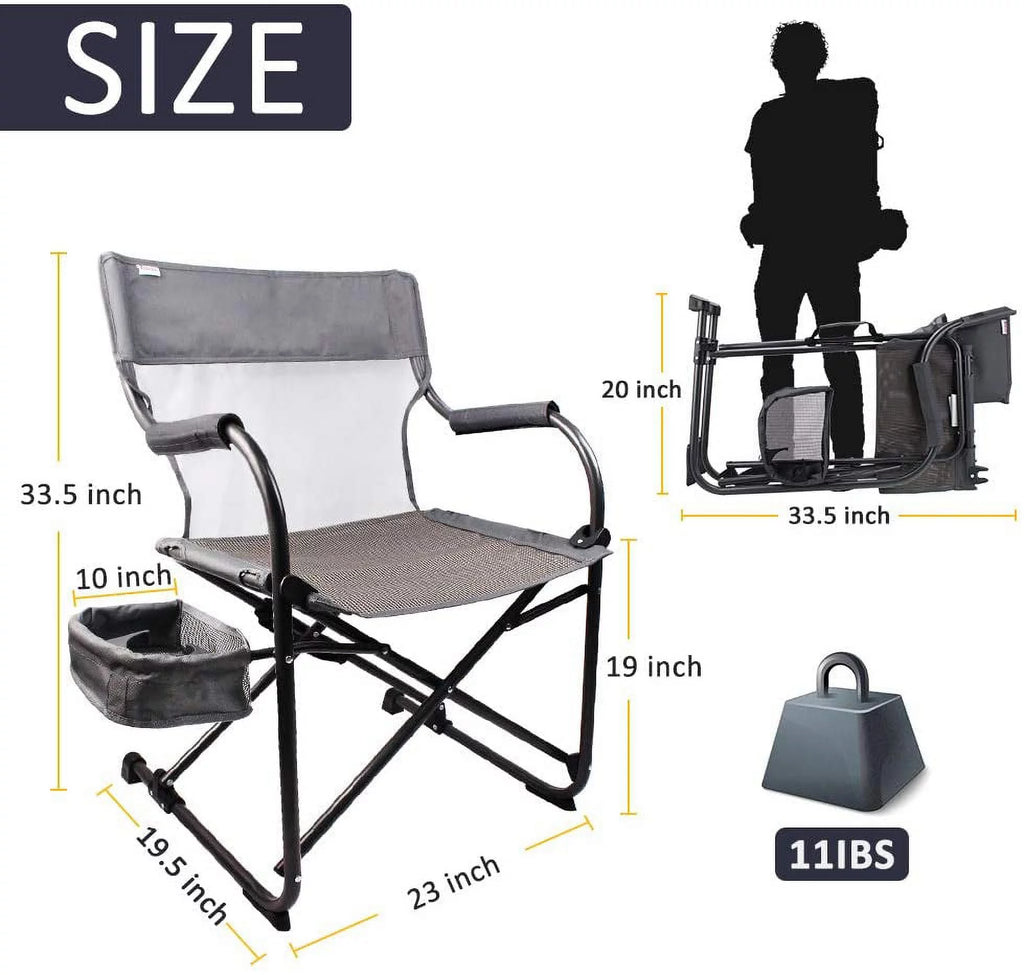 Zenree Heavy Duty Portable Folding Director's Chair Outdoor Gray S45909
