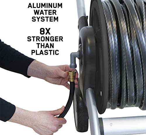 Garden Hose Reel Cart, 200 ft Capacity, Heavy Duty Aluminum 7k
