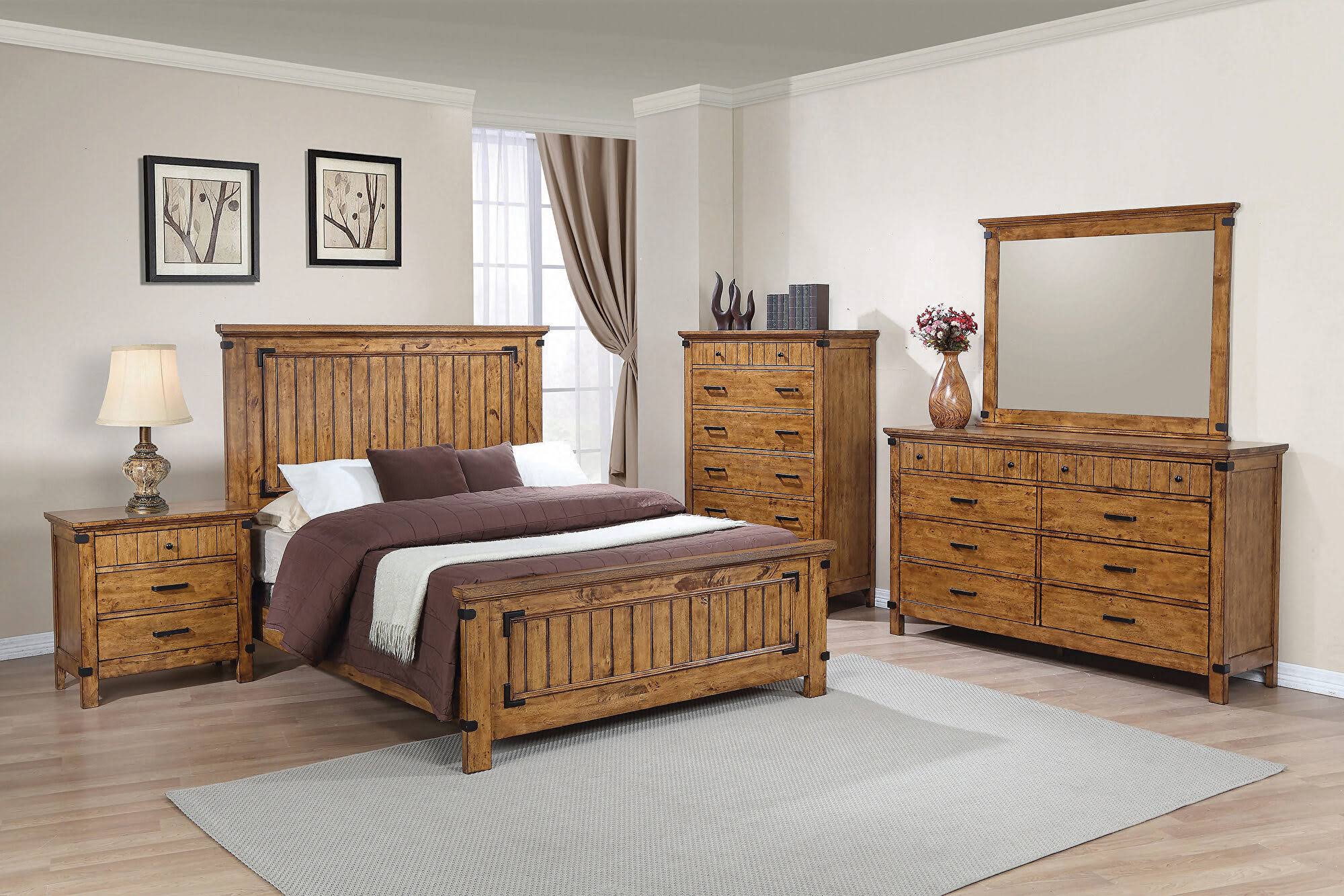 Rustic Honey Full Panel Bed 7k