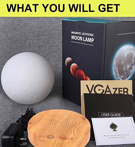 VGAzer Levitating Moon Lamp, Floating and Spinning LED Light, 3 Colors, Room Decor Q829