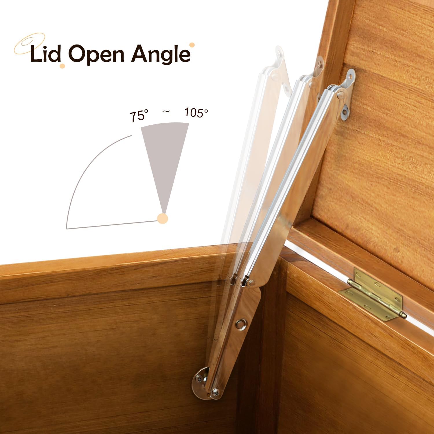280N Gas Struts Soft Close Lid Stays for Toy Box Chest, Pack of 2 E5065