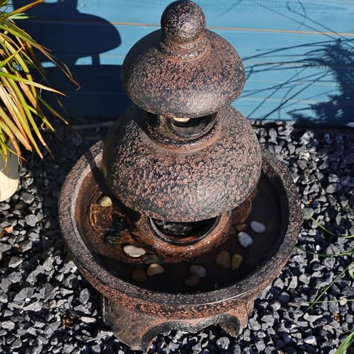Outdoor Garden Water Fountain with LED Lights and Pump, Gray, 35.5 inches k7