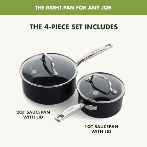 GreenPan Chatham Hard Anodized Ceramic Nonstick 3QT Saucepan with Lid W381
