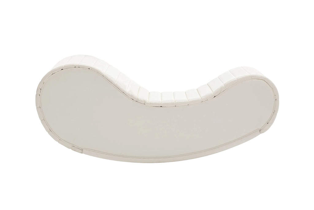 CoSoTower Rocking Leisure Bench Faux Leather Curved Sofa, White & Black T44031