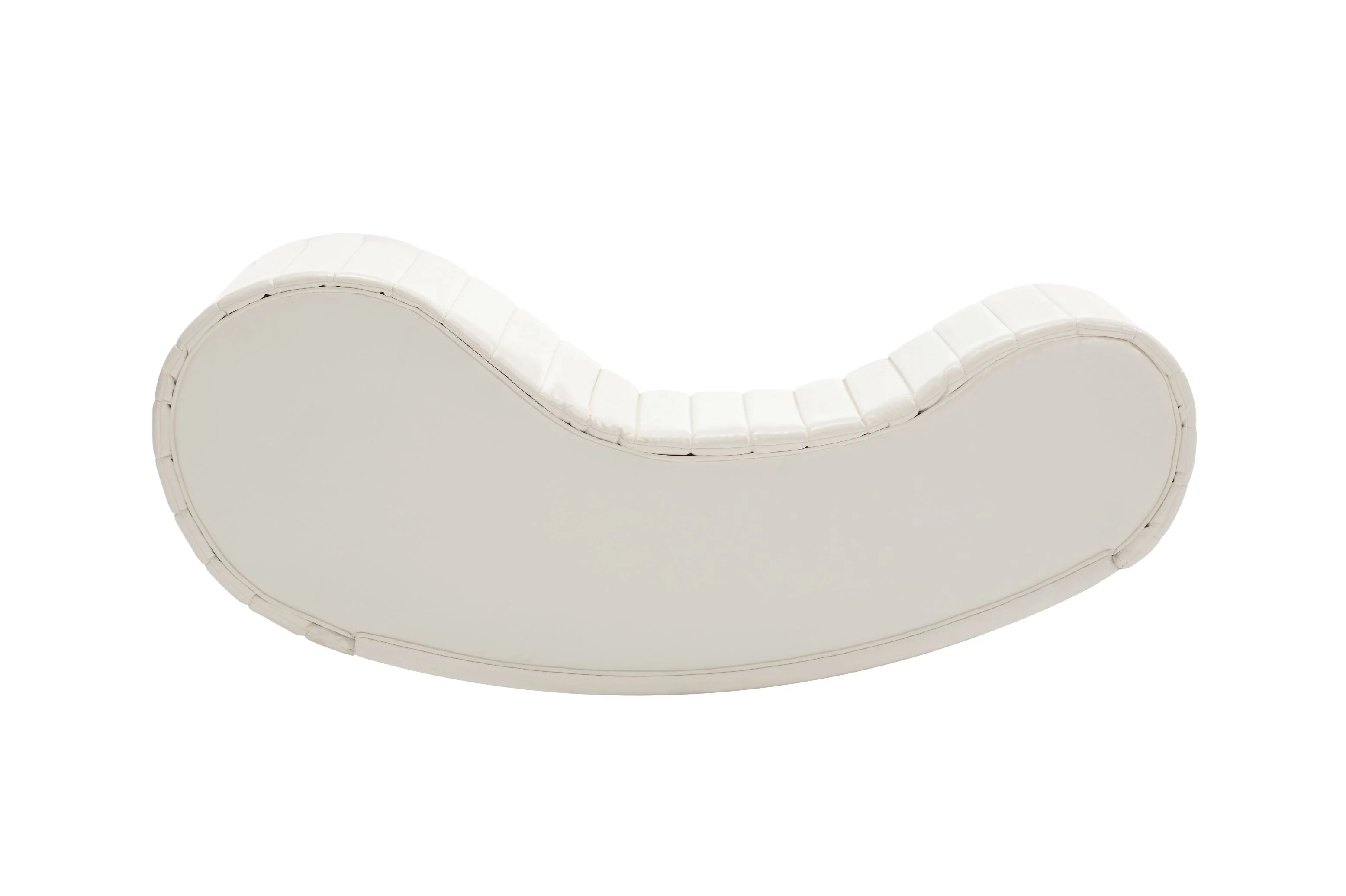 CoSoTower Rocking Leisure Bench Faux Leather Curved Sofa, White & Black T44031