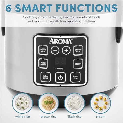 Rice Cooker 4-Cup Uncooked 8-Cup Cooked Stainless Steel a7