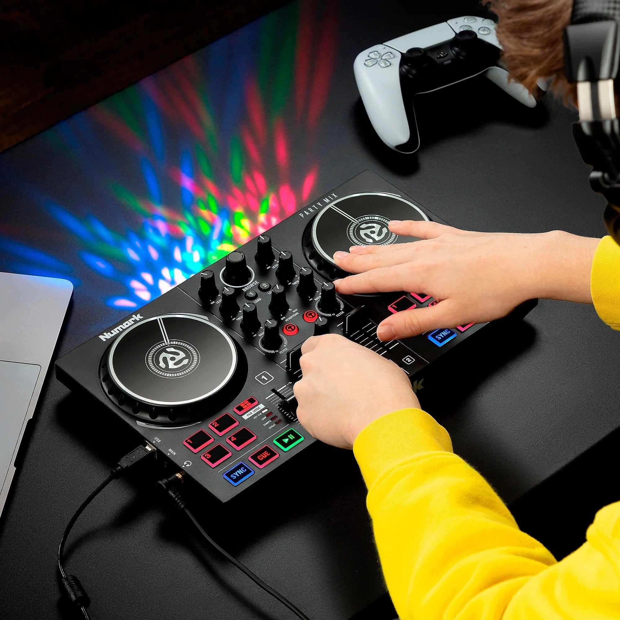 DJ Controller Set with Built-In Lights and Mixer k7