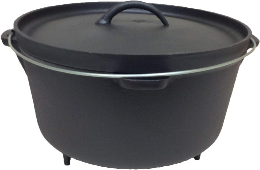 Cuisiland Pre-seasoned 16 Quart Cast Iron Dutch Oven with 3 legs and Lip Lid