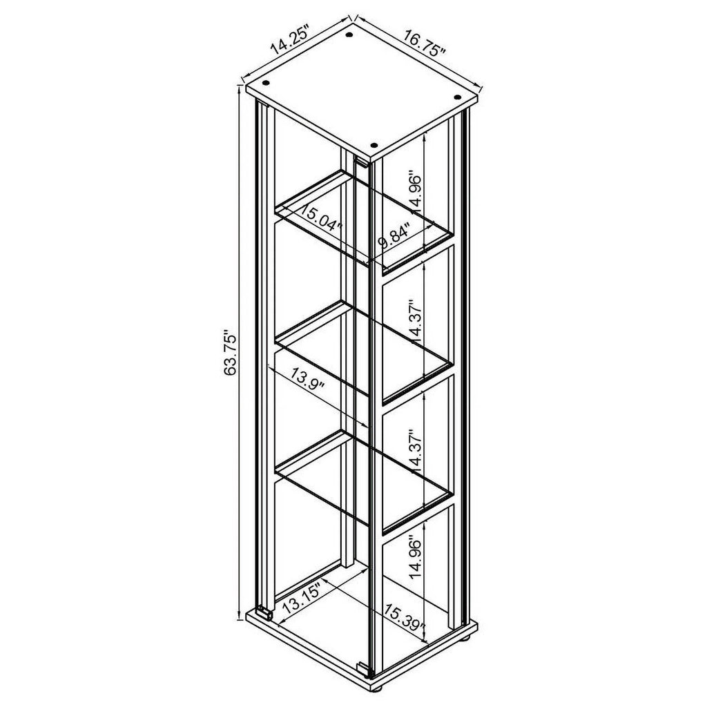 Black Wood Glass 4 Shelf Curio Display Cabinet N312339