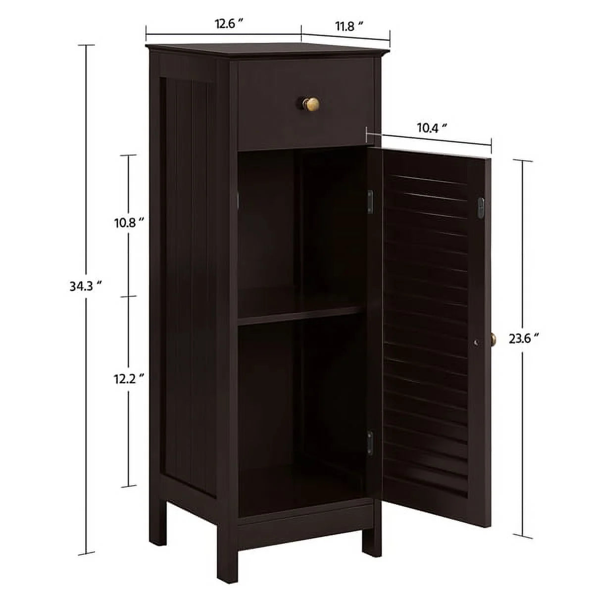Topeakmart Wooden Bathroom Floor Storage Cabinet with Drawer, Espresso X322