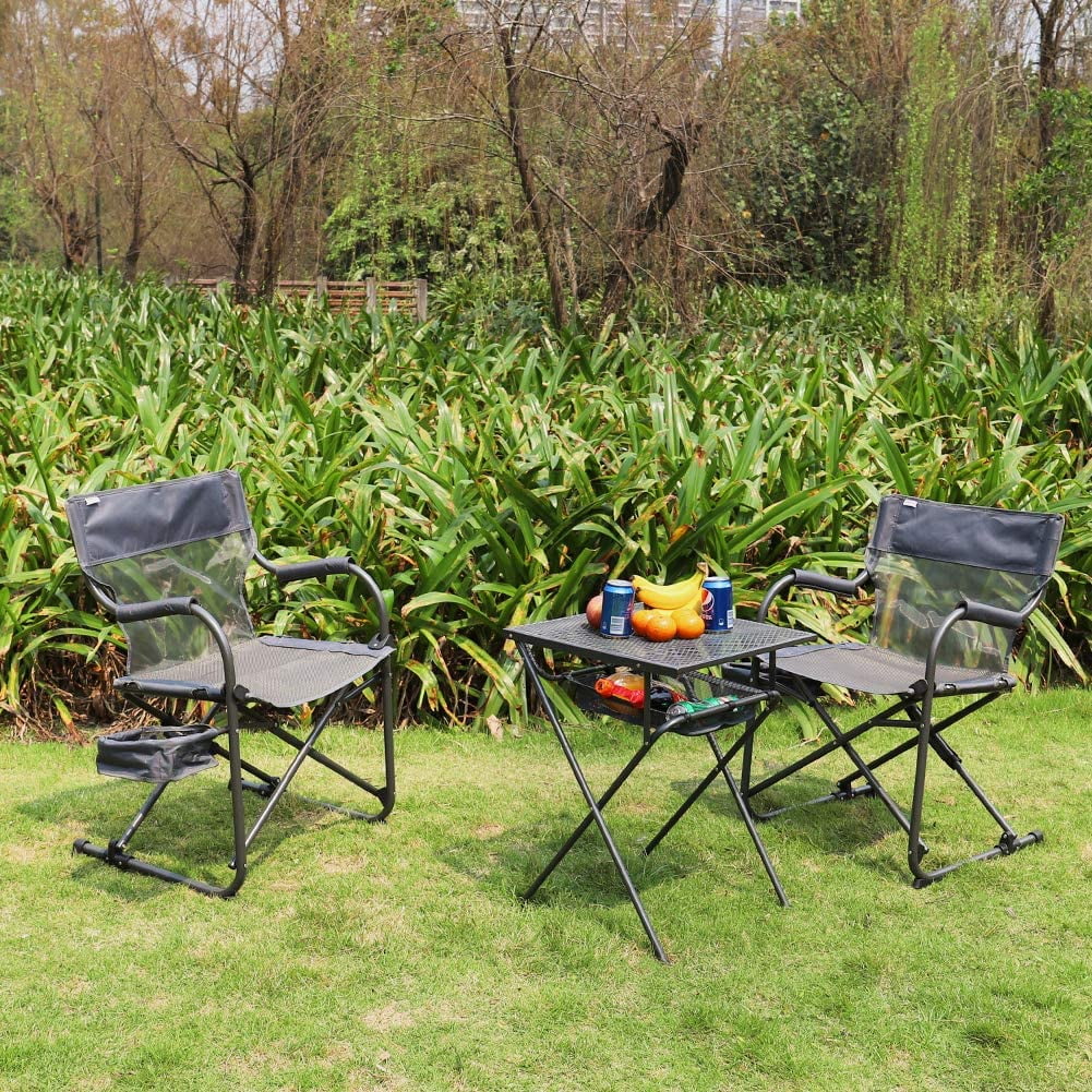 Zenree Heavy Duty Portable Folding Director's Chair Outdoor Gray S45909