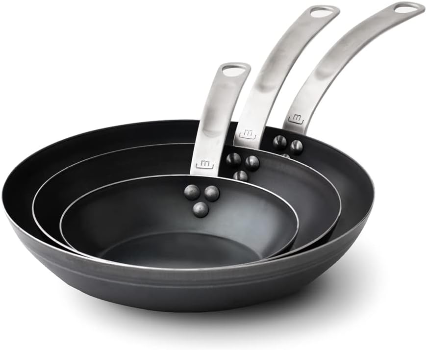Made In Cookware 3-Piece Blue Carbon Steel Frying Pan Set, Induction Compatible L749406