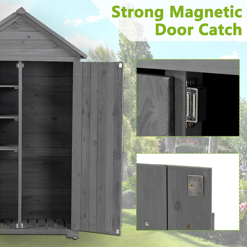 Outdoor Wooden Storage Shed with Lockable Door a7