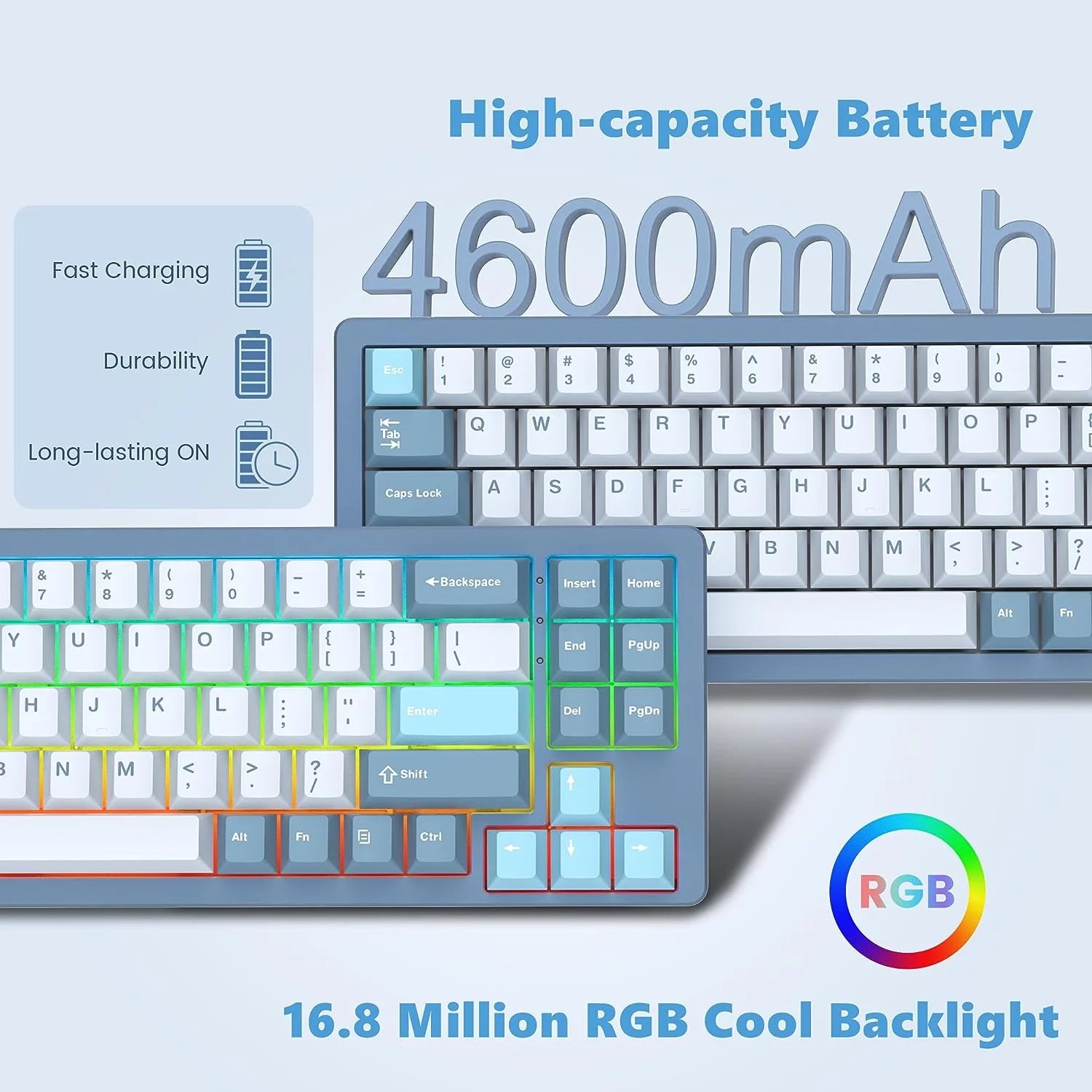 75% Wireless Mechanical Keyboard, Hot-swappable RGB, Aluminum Shell, Bluetooth/2.4G/Wired k7