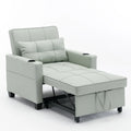 Futon Chair Bed Convertible Chair 3-in-1 Pull Out Sleeper Chair Beds with USB Ports, Armchair Bed Sleeper for Living Room (Green Leather)