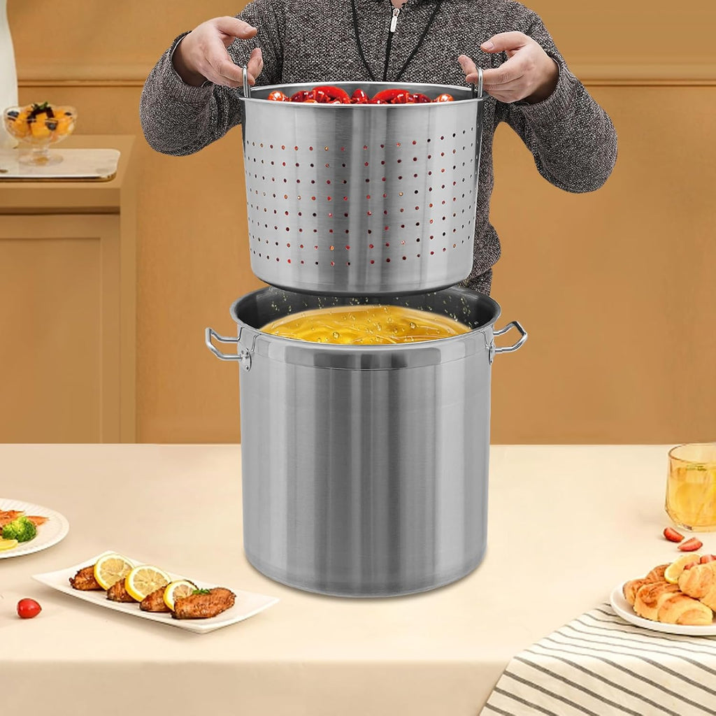 36 QT Stainless Steel Stock Pot with Handle for Seafood Boil D8746