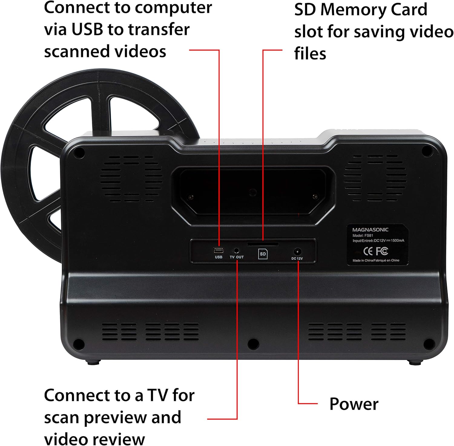 8mm Film Scanner with 2.3 Screen for Digitizing Reels k7