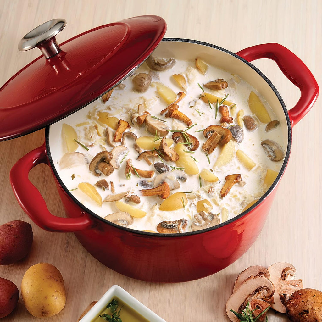 Tramontina Covered Round Dutch Oven Enameled Cast Iron 3.5-Quart, Red U173